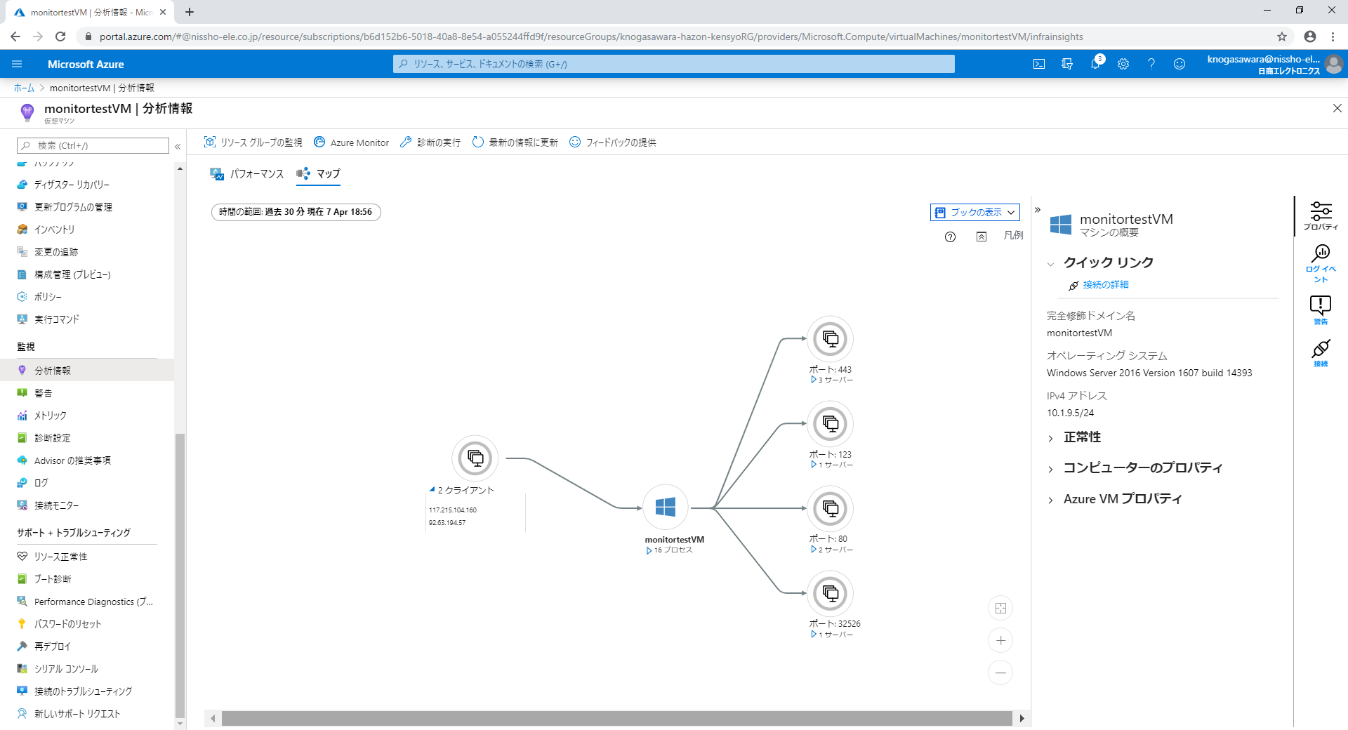 Azure Monitor for VMsマップ