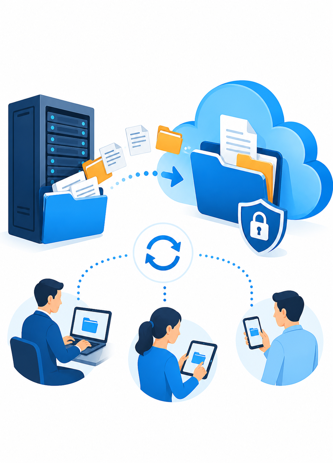 ファイルサーバーをAzureへ移行し、クラウド上で利用する図